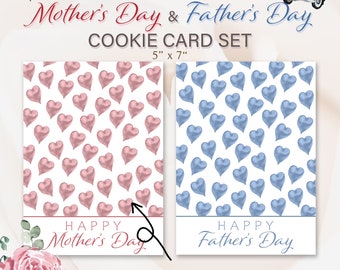 Happy Mothers Day & Fathers Day Cookie Card SET, AFDRUKBARE Cookie Box Backers voor Moederdagcadeaus en Vaderdagcadeaus, Digitale Download