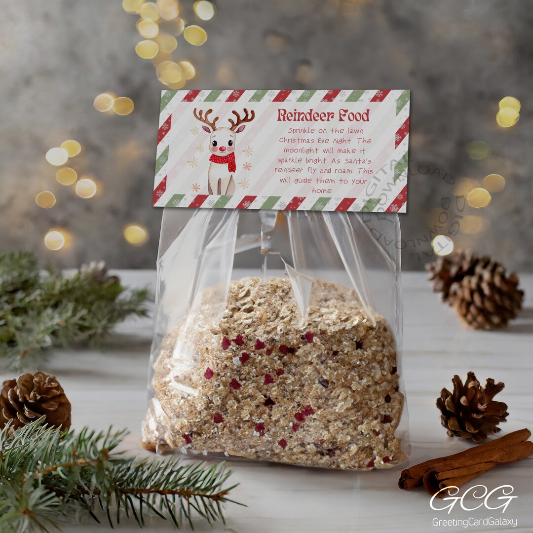 Reindeer Food Bag Topper PRINTABLE Reindeer Food Treat Bag - Etsy