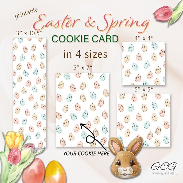 Easter & Spring Cookie Card, PRINTABLE Cookie Box Backers in 4 Sizes, Easter Gifts for School and Teacher, Easter Favors, DIGITAL DOWNLOAD