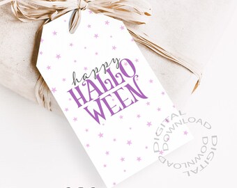 Happy Halloween Tag, Halloween Printable Tags, Pink Halloween Gift Tags, Printable Halloween Favors, Gift Tags, Digital Download