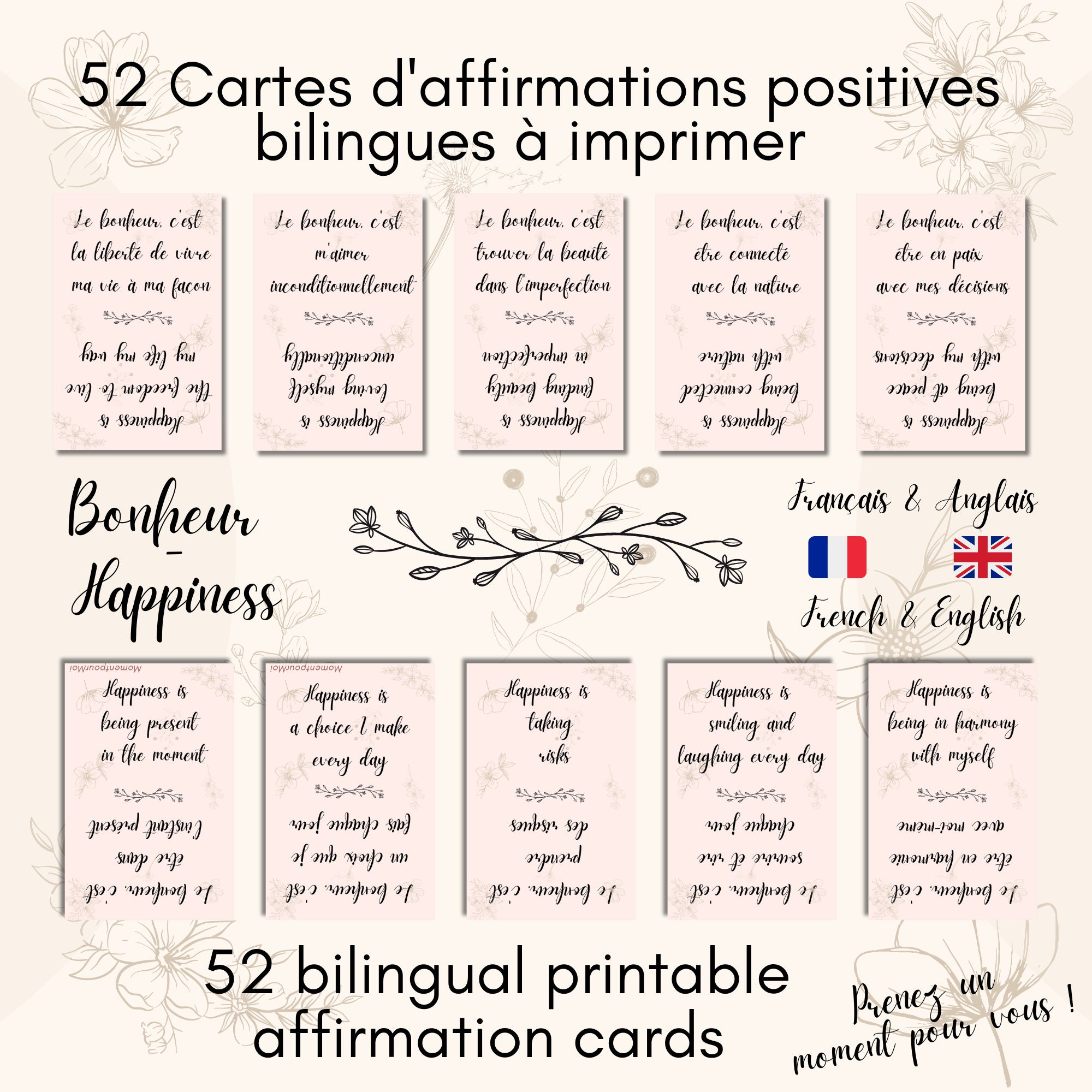 52 Cartes D'Affirmation Positives Pastel - Pour Une Vie Consciente Et Pensées Positives
