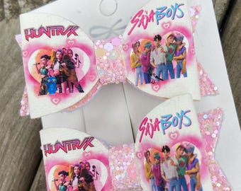 Huntrix Saja boys k pop demon hunters | Handmade Hairbows | Girls Hair Accessories | Baby Bows | Toddler Hair Bow | Baby Girl Hairclip |