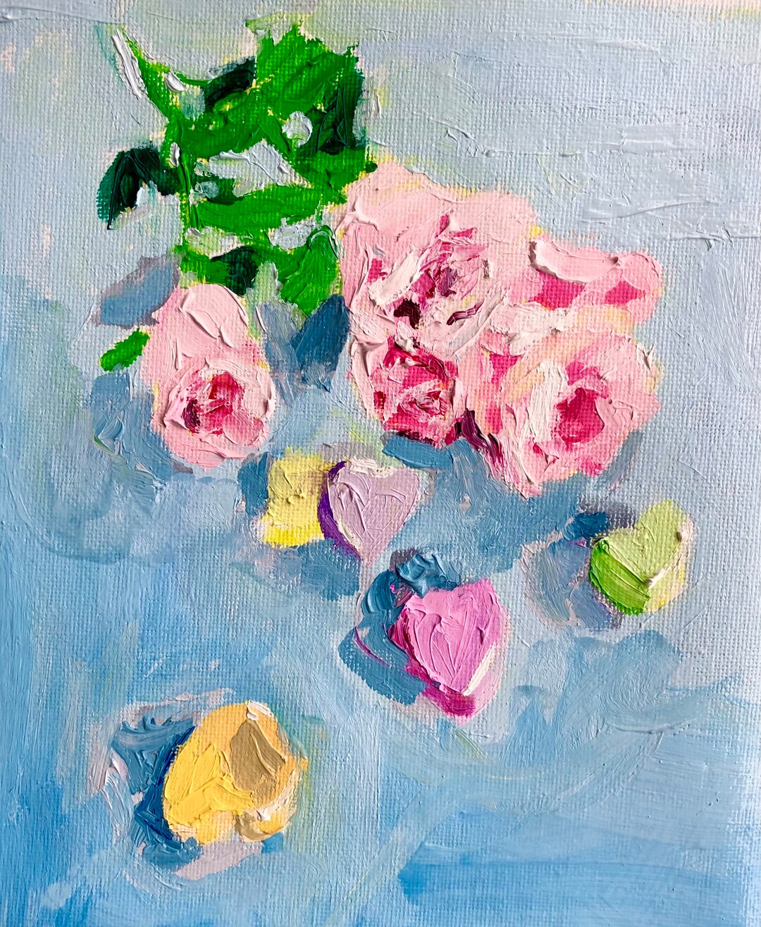 Alla Prima Oil Painting of Roses and Heart Sweets Etsy