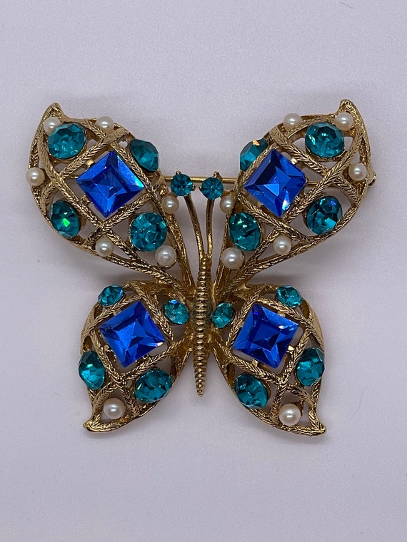 Vintage Signed M Jent Butterfly Brooch