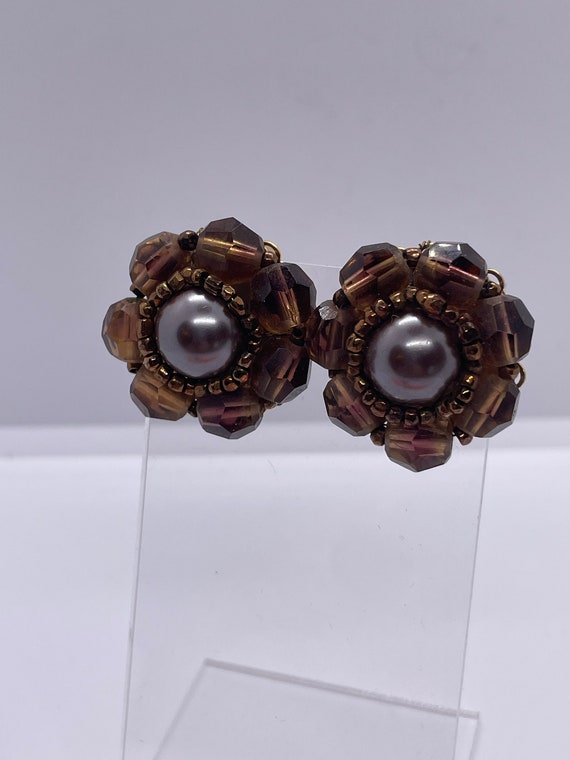 Vintage Beaded Marvella Clip on Earrings - image 2