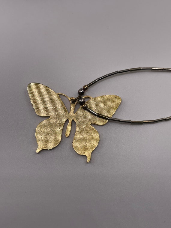 Vintage Gold, Black and White Butterfly Pendant - image 6