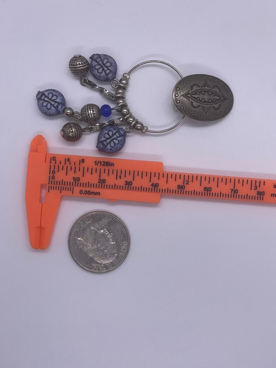 Handmade Beaded Boho dangle earrings (Silver, blu… - image 3