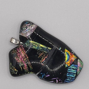 Vintage Black Dichroic Glass Pendant