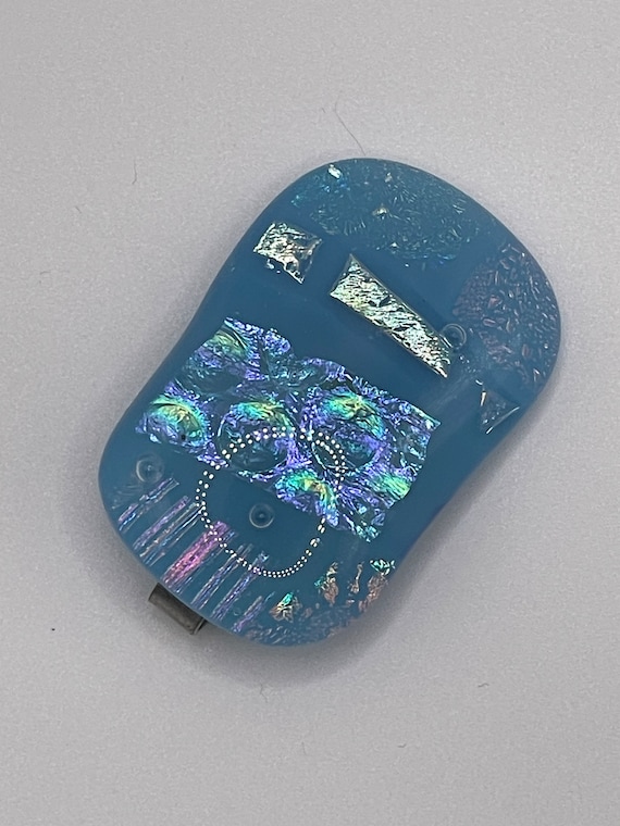 Vintage Blue Dichroic Glass Pendant