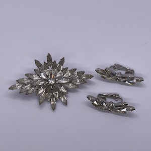 Vintage Rhinestone Brooch and Earring Set