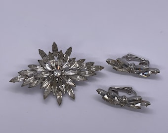 Vintage Rhinestone Brooch and Earring Set