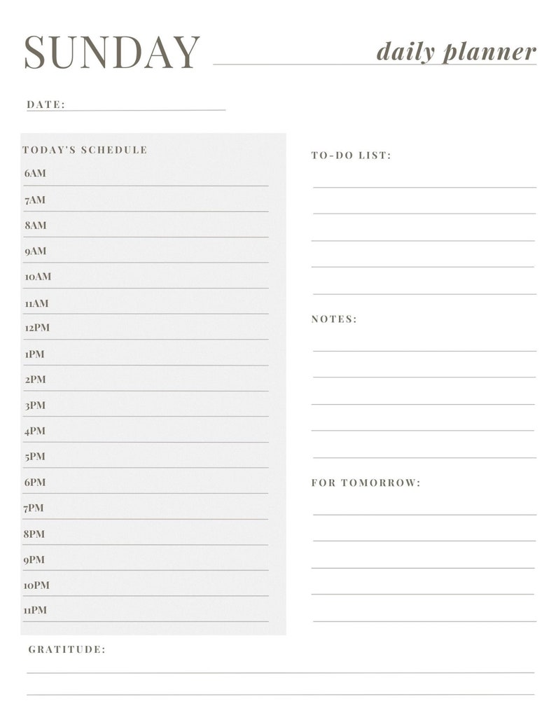 Printable Daily Planner Simple and Minimal - Etsy