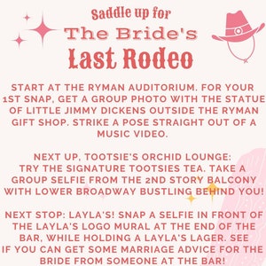 Nashville Night Out Snap und Suche Selfie Schnitzeljagd für Bachelorette - Bride&#39;s Last Rodeo