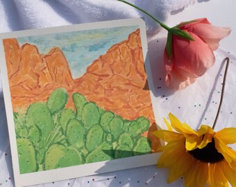 Cacti Canyon Original Gouache Painting