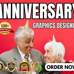 Eerste, 1e, 2e, 3e, 5, 10, 25, 50e verjaardag: logo-ontwerp, bannerontwerp, uitnodiging, posterontwerp, fotocollage, grafisch ontwerper
