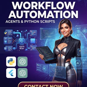 Automatización de flujos de trabajo de IA / Scripts de automatización en Python / Creador de agentes de IA / Integración de Zapier Make n8n / Automatización de procesos de negocio