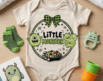 My First Halloween Little Monster PNG, Cute Baby Girl Boy Outfit Design, Spooky Season Digital Download, Infant Toddler Tee Shirt for Kids