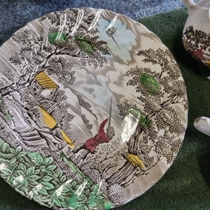Brytyjska, Porcelana, Talerz, Autentyczny, Staffordshire, Myott, Danie, Filiżanki