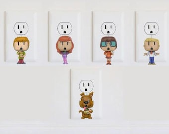 Scooby Doo - Adesivi - Shaggy - Velma - Daphne - Scooby Doo Sitckers - Mystery Machine - Adesivi per prese elettriche - Decorazioni da parete per ufficio