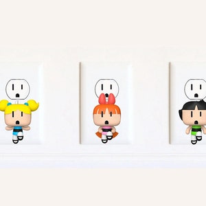 PowerPuff Girls - PowerPuff Girls Shirt - Aufkleber - Kunst- Steckdose Wandkunst Aufkleber