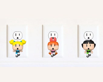 Powerpuff Girls - Maglietta Powerpuff Girls - Adesivi - Arte - Adesivi murali per prese elettriche