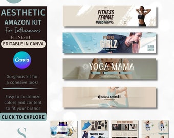 Fitness Influencer Store-kit, canva-bannersjablonen (digitale download)