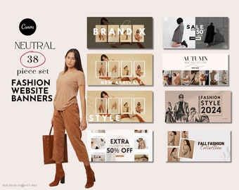 Neutrale mode-websitebanners | Canva Shopify-thema (digitale download)