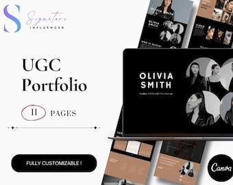 Portfoliosjabloon voor UGC-portfolio-influencer plus BONUS, neutrale canva-mediakit (11 pagina's)