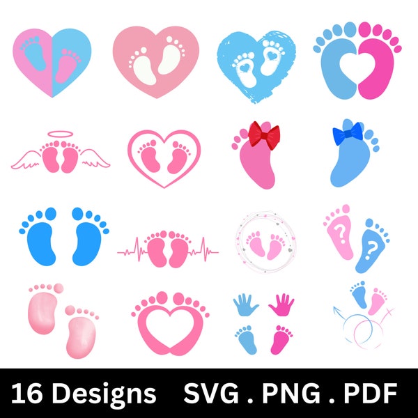 Baby Feet SVG, Baby Footprint SVG Bundle, Baby Feet With Heart SVG, Baby Feet Clipart, Digital Download.