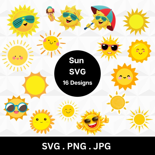 Sun svg, Summer Sun svg, Sunshine svg, Cute Sun svg, Instant Download.