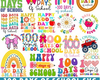 100 dagar av skolan SVG PNG PDF - 100 dagar skjorta Svg - skola Svg, 100 dagar ljusare Svg - tillbaka till skolan Svg - lärare uppskattning Svg