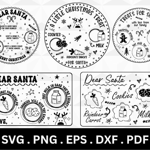 Santa Tray svg, Dear Santa svg, Santa Cookie Plate, Santa Plate svg, Cookies For Santa svg.