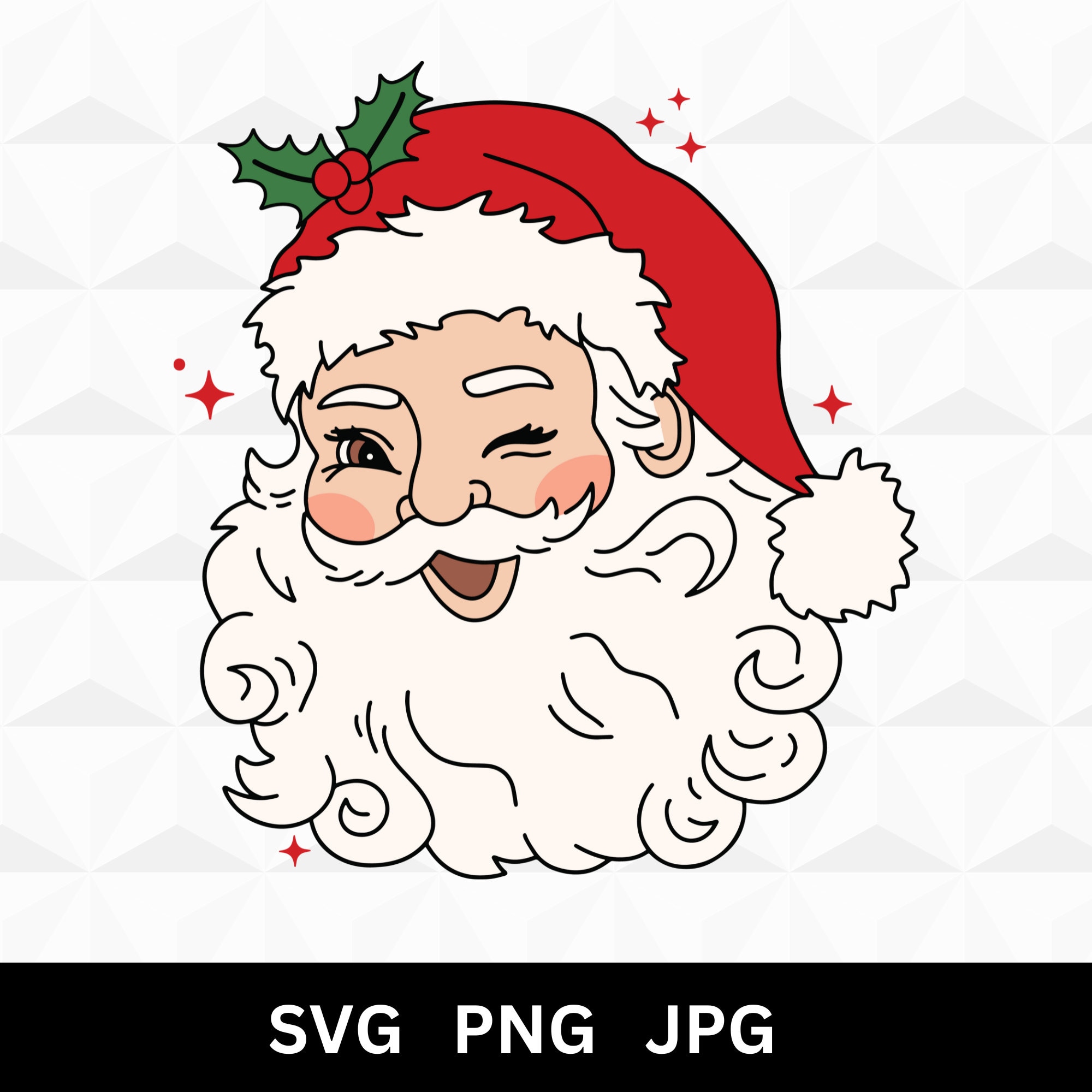 Vintage Santa Svg, Santa Claus Svg, Santa Face Svg, Retro Santa Svg