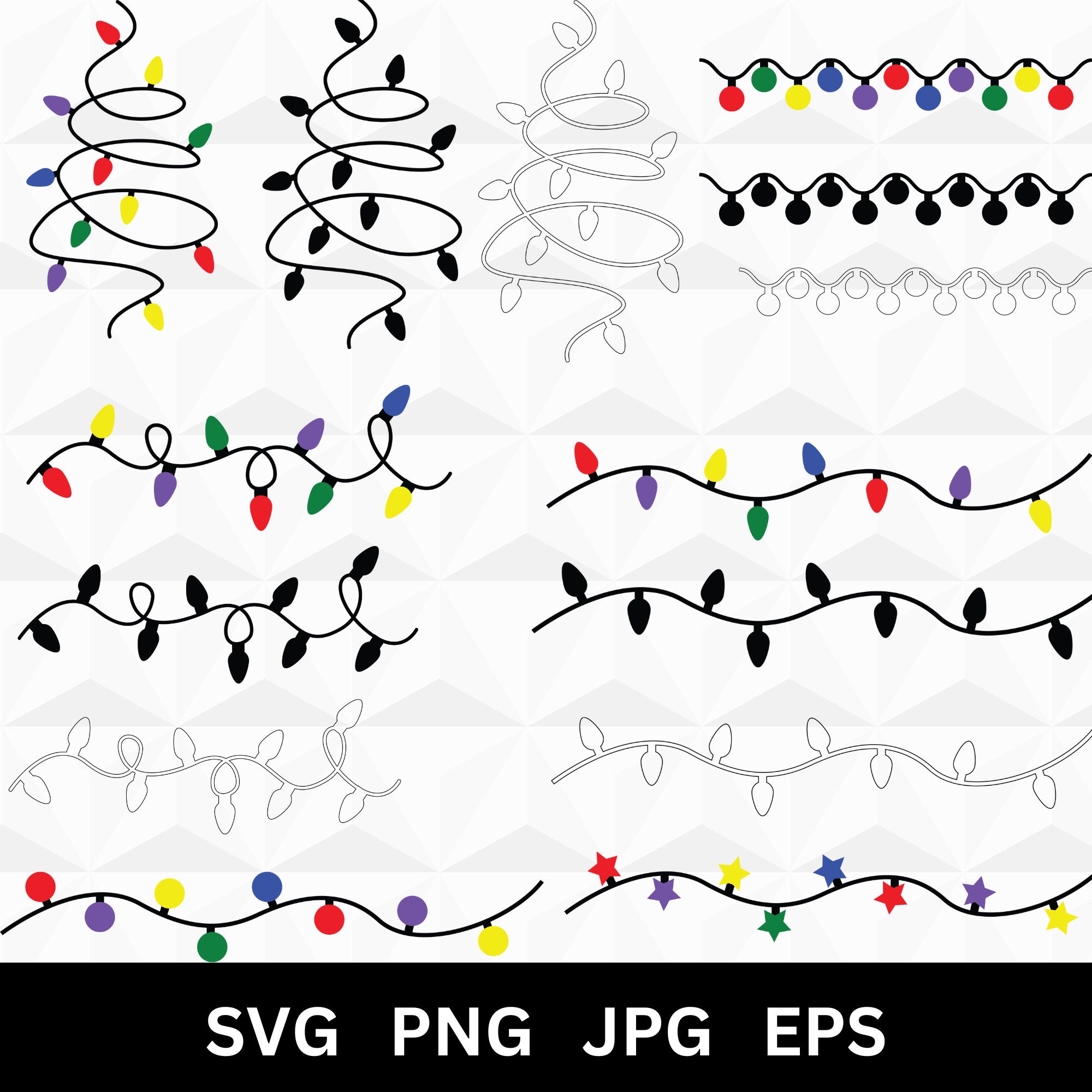Christmas Lights Svg, Christmas Light String, Christmas Lights Png