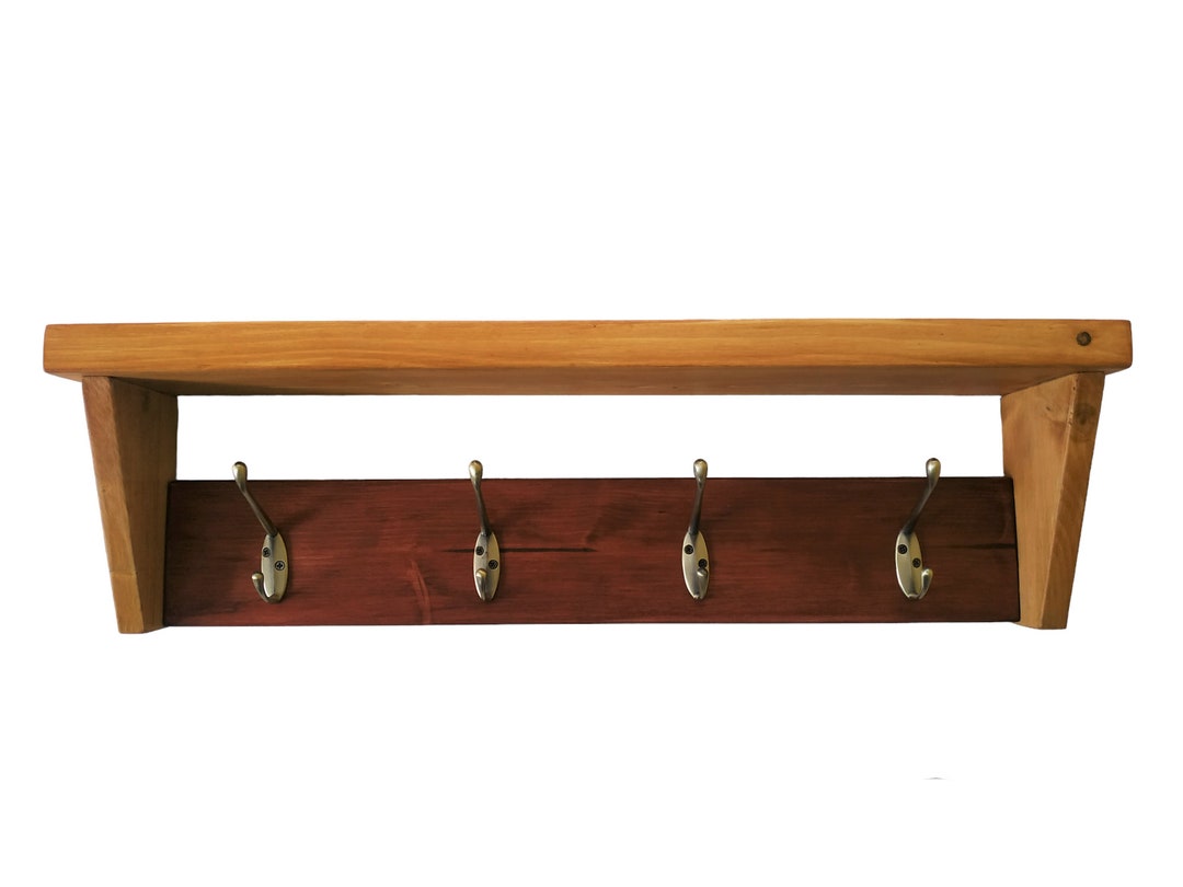 Wooden Coat Rack With Shelf Handmade Antique Pine and Etsy