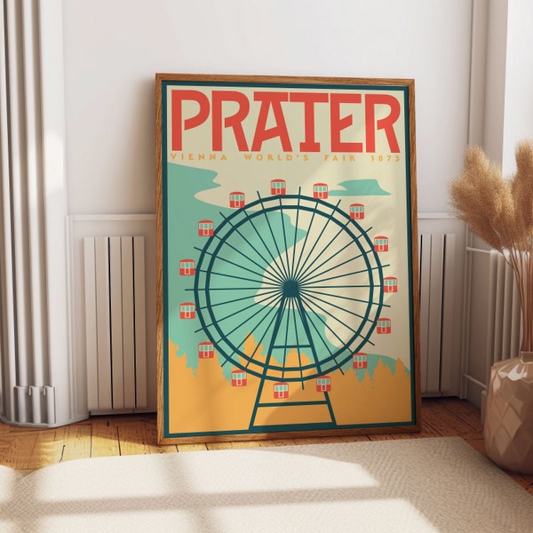 Prater Art Print, Wien, Poster, Prater, Weltausstellung Wien, Geschenk für Kinder, Wanddekoration, Wandkunst, Kunstdruck, minimalistisch, Wiener Riesenrad