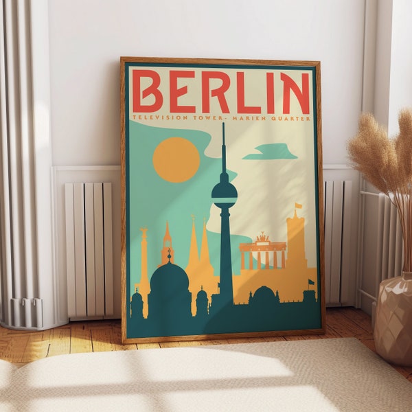 Berlin Art Print, Berlin, Poster, Fernsehturm, Berliner Fernsehturm, Berlin, Vintage, Travel, Wall Decor, Wall Art, Art Print, Minimalist