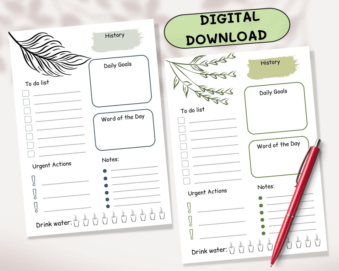 Daily Planner Printable to Do List Diary for Children Etsy