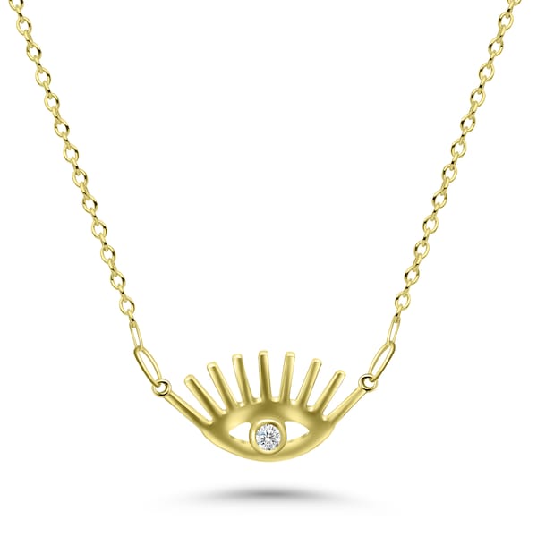 Evil Eye Lash Necklace in 14 Karat Solid Gold