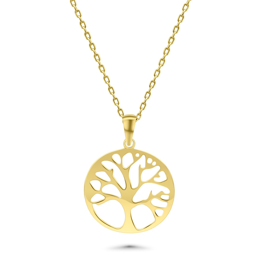 Tree of Life Pendant Necklace in 14 Karat Solid Gold | Minimalist ...