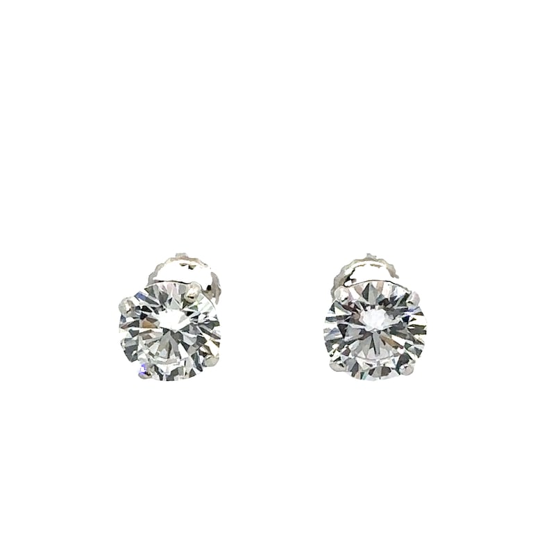 14 Karat Gold Plated Black Baguette CZ Stud Earrings