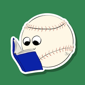 Baseball Reading Book Sticker: Matte Vinyl Laptop Decal