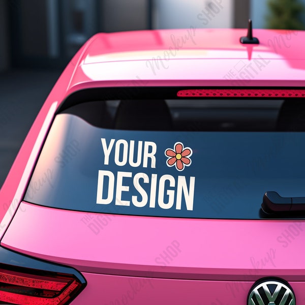 Pink Car Window Mockup | Car Sticker Mockup | Rear Window Mockup |  Car Decal Mockup | Window Sticker Mockup | Mockup Auto | Digital IMAGE