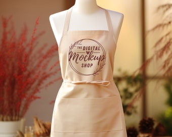 Sand Apron Mockup | Beige Kitchen Apron Mockup | Chef Apron Mockup