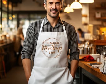 Weiße Schürze Mockup: Küche, Barista, Papa (Digital JPG)