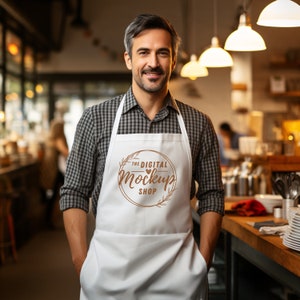White Apron Mockup: Kitchen, Dad, Barista (Digital JPG)