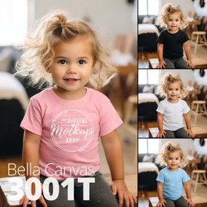 Bella Canvas 3001Т Mockup Color Bundle | Toddler Pink Tshirt Mockup | Bella Canvas Baby Mockup | White Tee Mock 3001T | Child Tshirt Mockup
