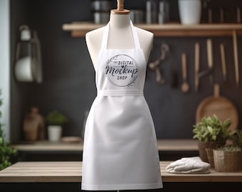 Weiße Schürze Mockup: Küche, Koch, Barista (Digitales JPG Bild)