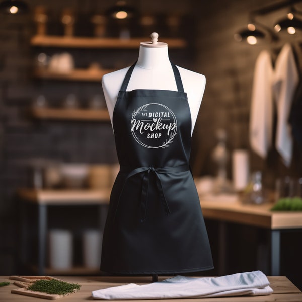 Black Apron Mockup | Kitchen Apron Mockup | Chef Apron Mockup | Barista Apron Mockup | Blue Apron Photo | Digital Apron Mock Up | JPEG