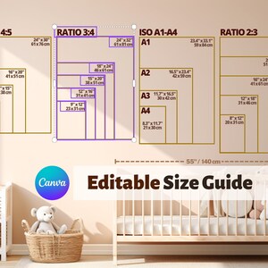 Nursery Wall Art Size Guide | Frame Size Guide | Print Size Guide | Poster Size Chart | Wallart Size Mockup | Vertical Art Size Guide